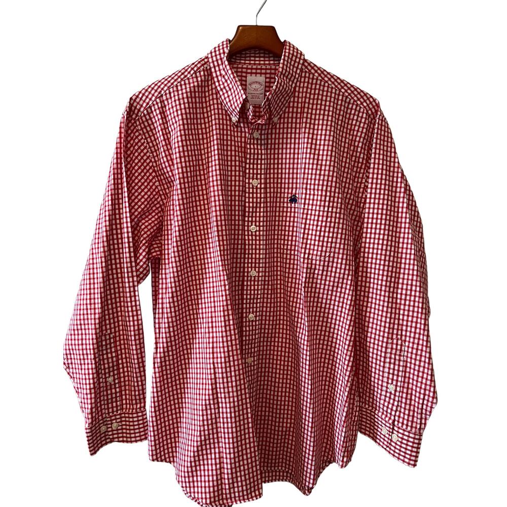 Brooks Brothers Button Down Red Picnic Check Shirt Red White L